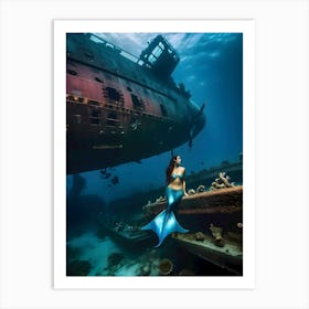 Mermaid Underwater Art Print