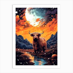 Highland Cow Painting Art Print