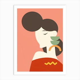 Illustration Of A Woman With Earrings Art Print