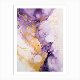 Purple, White, Gold Flow Asbtract Painting 0 Art Print