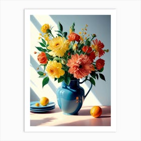 Flowers In A Blue Vase 4 Art Print