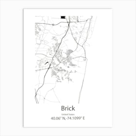 Brick,United States Minimalist Map 1 Art Print