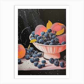 Art Deco Blueberries & Nectarines Art Print
