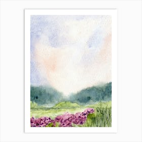 Watercolor Of Purple Flowers Art Print