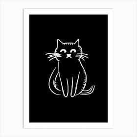 Abstract Sketch Cat Line Drawing 5 Art Print