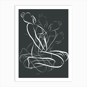 Leaning In Line Art Art Print