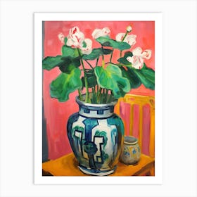 Flowers In A Vase Still Life Painting Cyclamen 3 Art Print