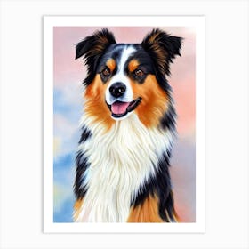 Australian Shepherd 4 Watercolour Dog Art Print