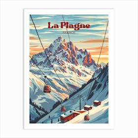 La Plagne France Sunset Digital Travel Art Art Print