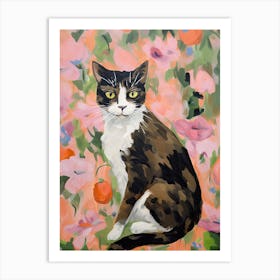 A Japanese Bobtail Cat Painting, Impressionist Painting 2 Art Print