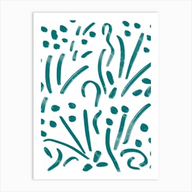 Teal Splatters Art Print