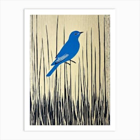Bluebird Linocut Bird Art Print