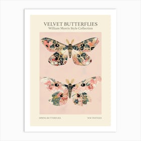 Velvet Butterflies Collection Spring Butterflies William Morris Style 1 Art Print