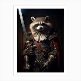 Vintage Portrait Of A Barbados Raccoon Dressed As A Knight 2 Art Print