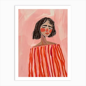 Girl In Red Dress Art Print