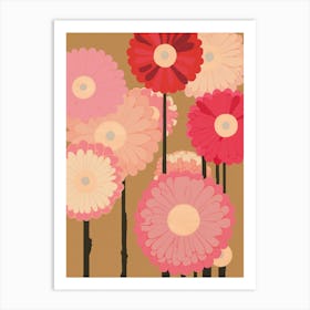 Gerbera Daisies Flower Big Bold Illustration 1 Art Print