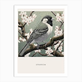 Ohara Koson Inspired Bird Painting Sparrow 1 Poster Art Print