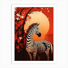 Zebra In The Sunset Art Print