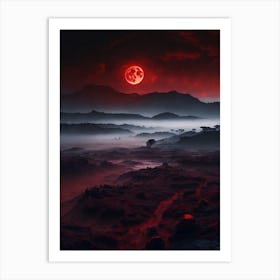 Red Moon In The Sky Print  Art Print