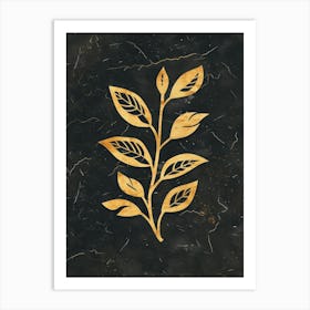 Gold Leaf On Black Marble Art Print