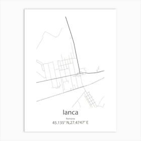 Ianca,Romania Minimalist Map Art Print