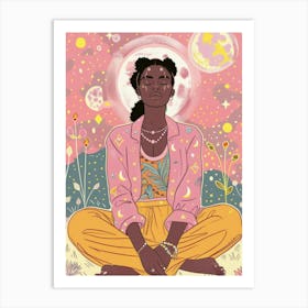 black women on the sky moon Art Print