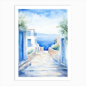 Watercolor Of A Greek Village 1 Art Print