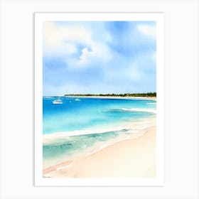 Grace Bay Beach, Turks And Caicos Watercolour Art Print