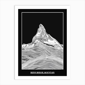 Beinn Bheoil Mountain Line Drawing 1 Poster Art Print