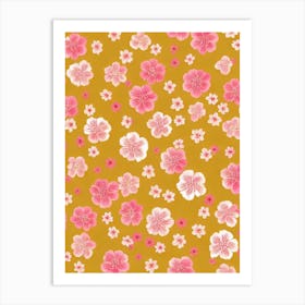 Cherry Blossom Floral Print Warm Tones 1 Flower Art Print