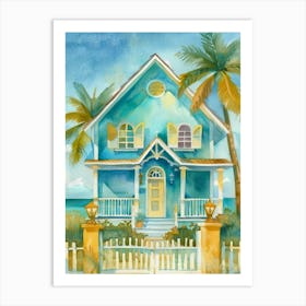 Watercolor Of A Beach House Art Print