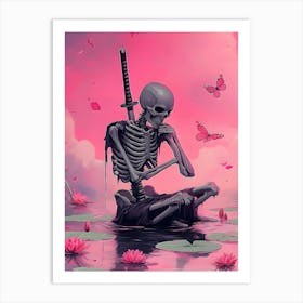 Skeleton In Water Art Print