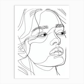 Portrait Of A Woman Minimalist Line Art Monoline Illustration 2 Art Print