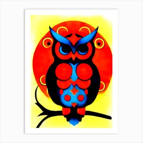 Nocturnal animal art, Abstract owl art, 1365 Art Print