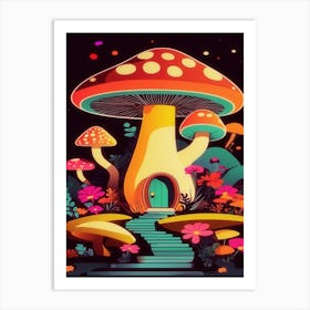 Kitschy Mushroom House Art Print