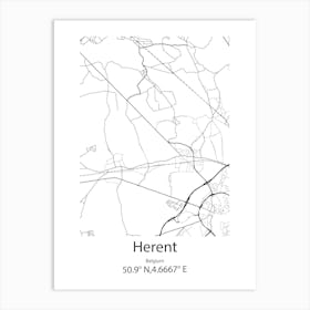 Herent,Belgium Minimalist Map Art Print