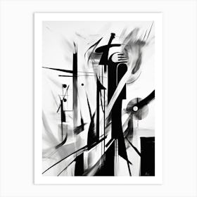 Enigmatic Encounter Abstract Black And White 8 Art Print