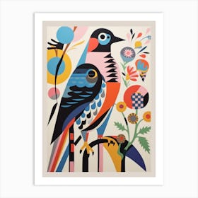 Colourful Scandi Bird Falcon 5 Art Print