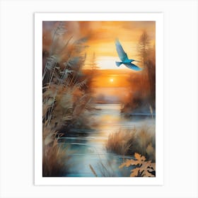 Bird Fly watercolor Art Print