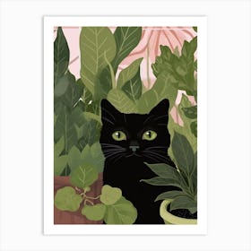 Black Cat And House Plants 11 Art Print