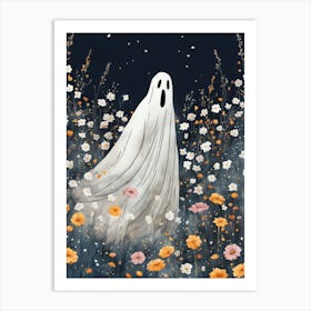 Sheet Ghost In A Field Of Flowers Painting (6) Art Print
