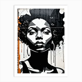 Vintage Graffiti Mural Of Beautiful Black Woman 10 Art Print