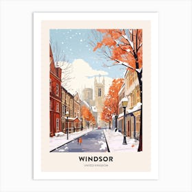 Vintage Winter Travel Poster Windsor United Kingdom 3 Art Print