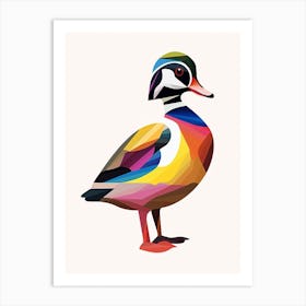 Colourful Geometric Bird Wood Duck 2 Art Print