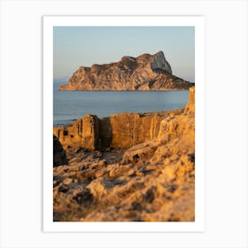 Peñón de Ifach and rocks at sunrise Art Print