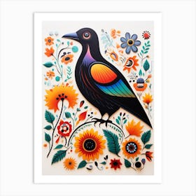 Scandinavian Bird Illustration Raven 2 Art Print