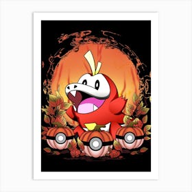 Fuecoco Spooky Night - Pokemon Halloween Art Print