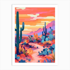 Colourful Desert Illustration 2 Art Print
