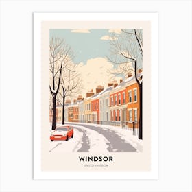 Vintage Winter Travel Poster Windsor United Kingdom 4 Art Print