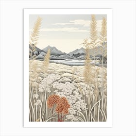 Fujibakama Japanese Silver Grass 3 Japanese Botanical Illustration Art Print